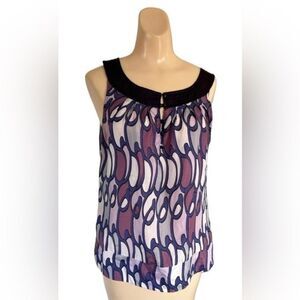 Teenflo Purple Abstract 100% Silk Top Size 6